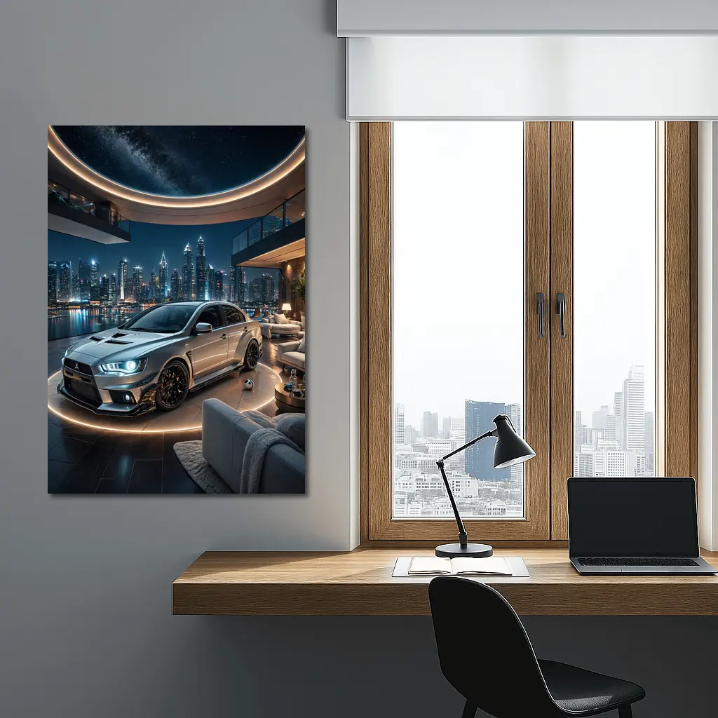 Mitsubishi Lancer Evolution Luxury Penthouse Night – Wall Art