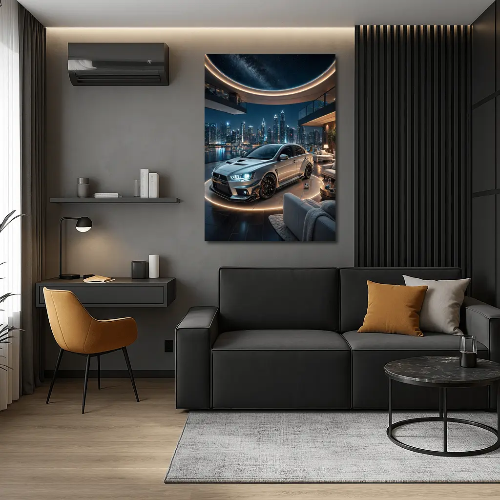 Mitsubishi Lancer Evolution Luxury Penthouse Night – Wall Art