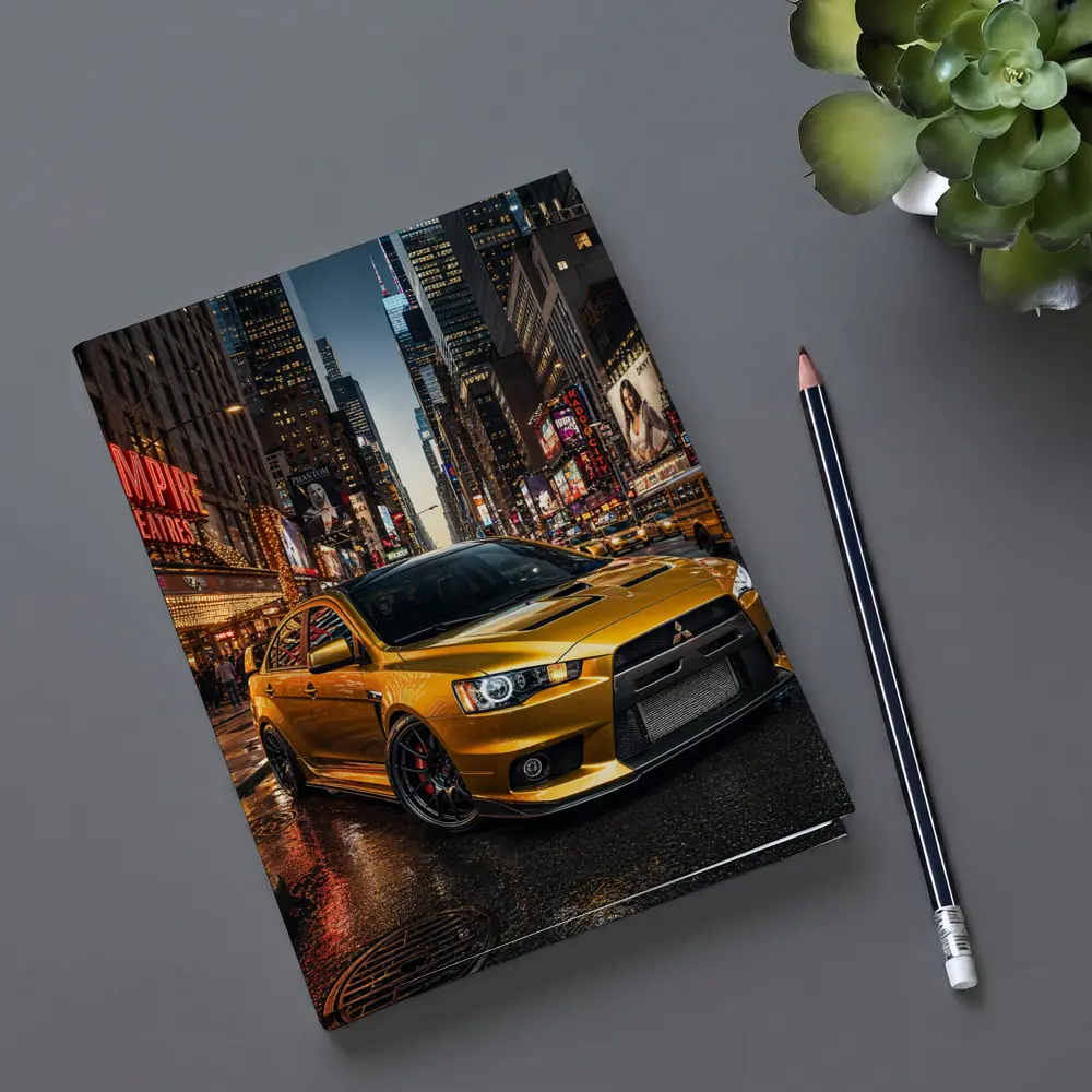 Mitsubishi Lancer Evolution Gold New York City – Notebooks
