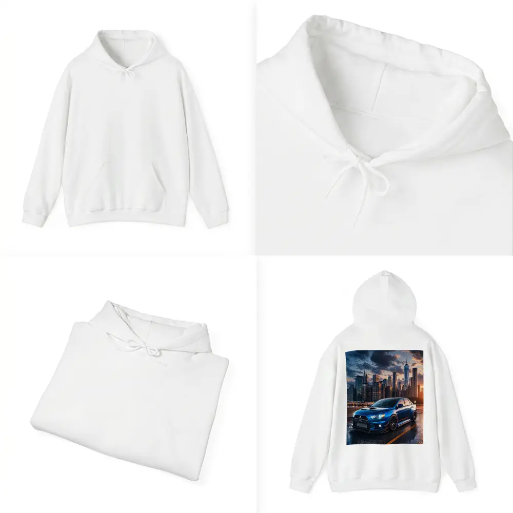 Mitsubishi Lancer Evolution Blue City Skyline – Hoodies