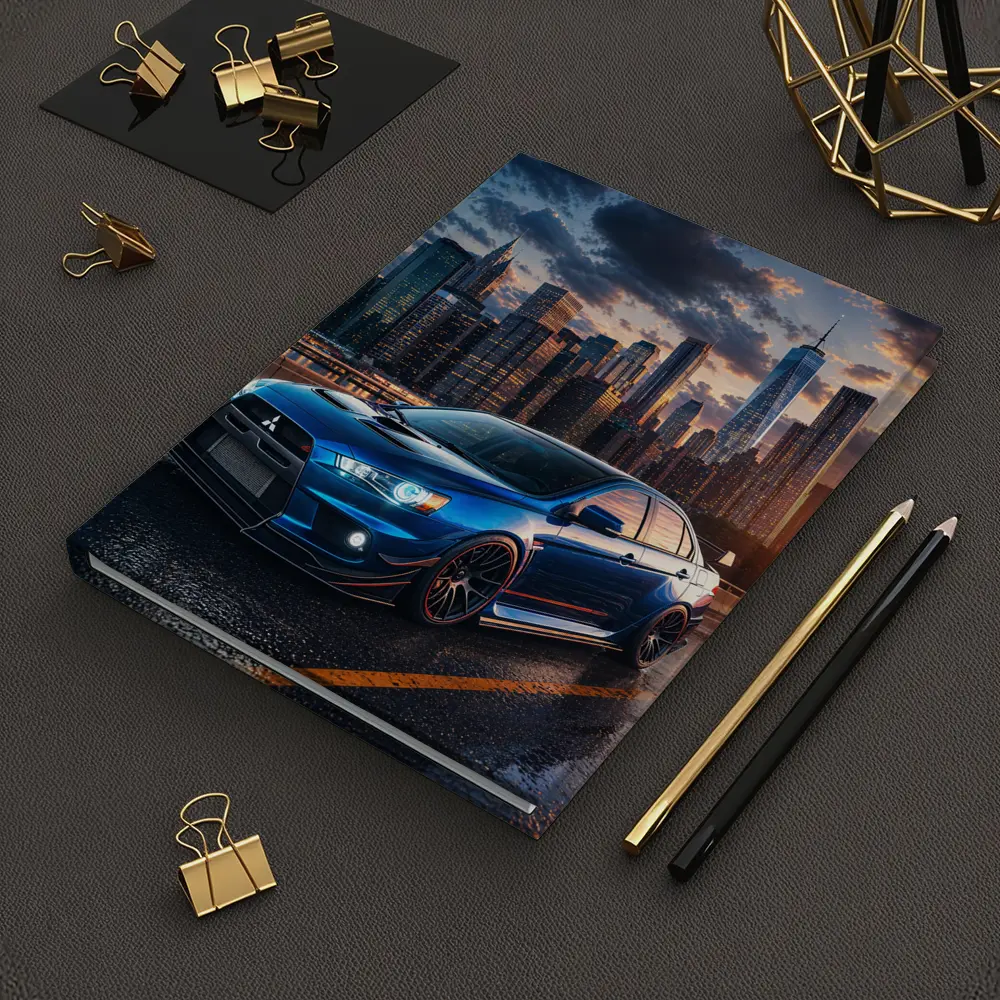 Mitsubishi Lancer Evolution Blue City Skyline – Notebooks