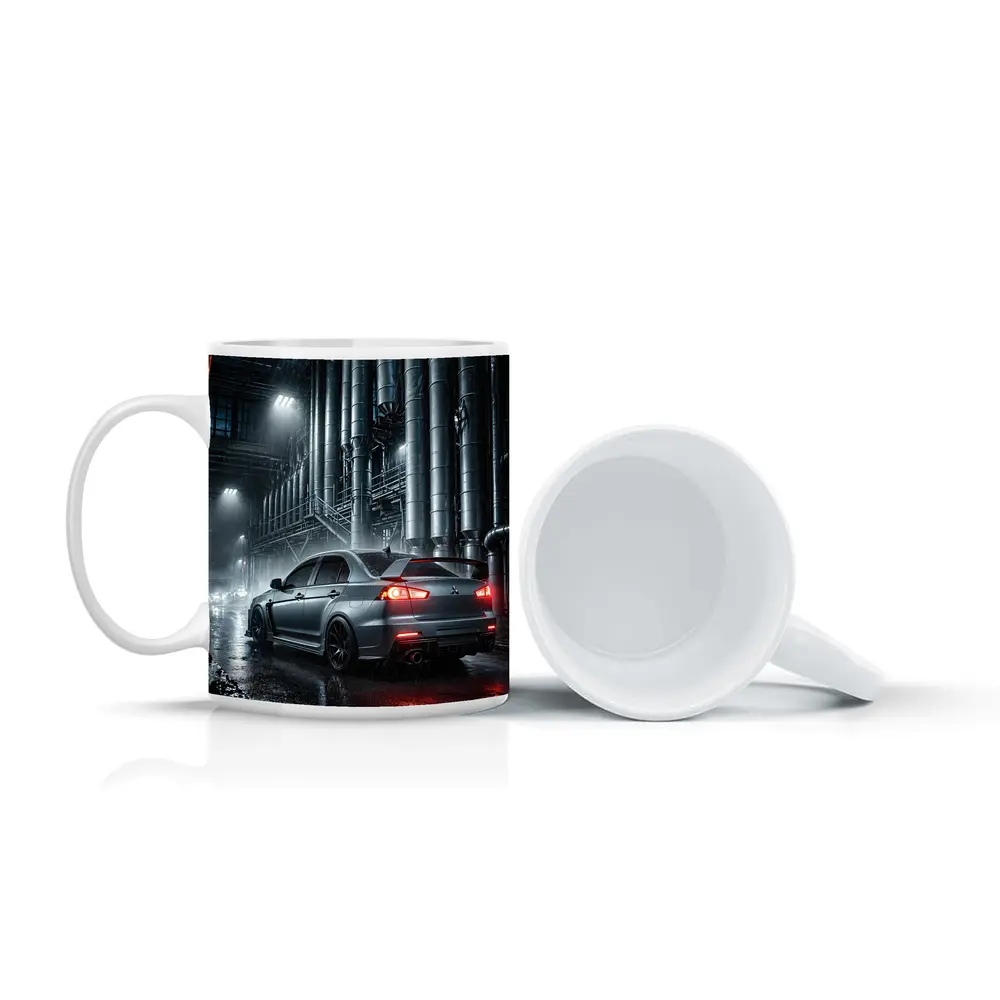 Mitsubishi Lancer Evolution Rainy Industrial Night – Mugs