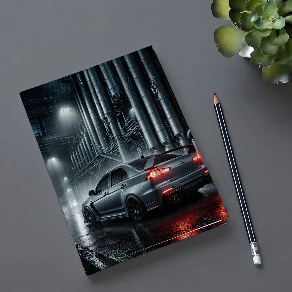 Mitsubishi Lancer Evolution Rainy Industrial Night – Notebooks