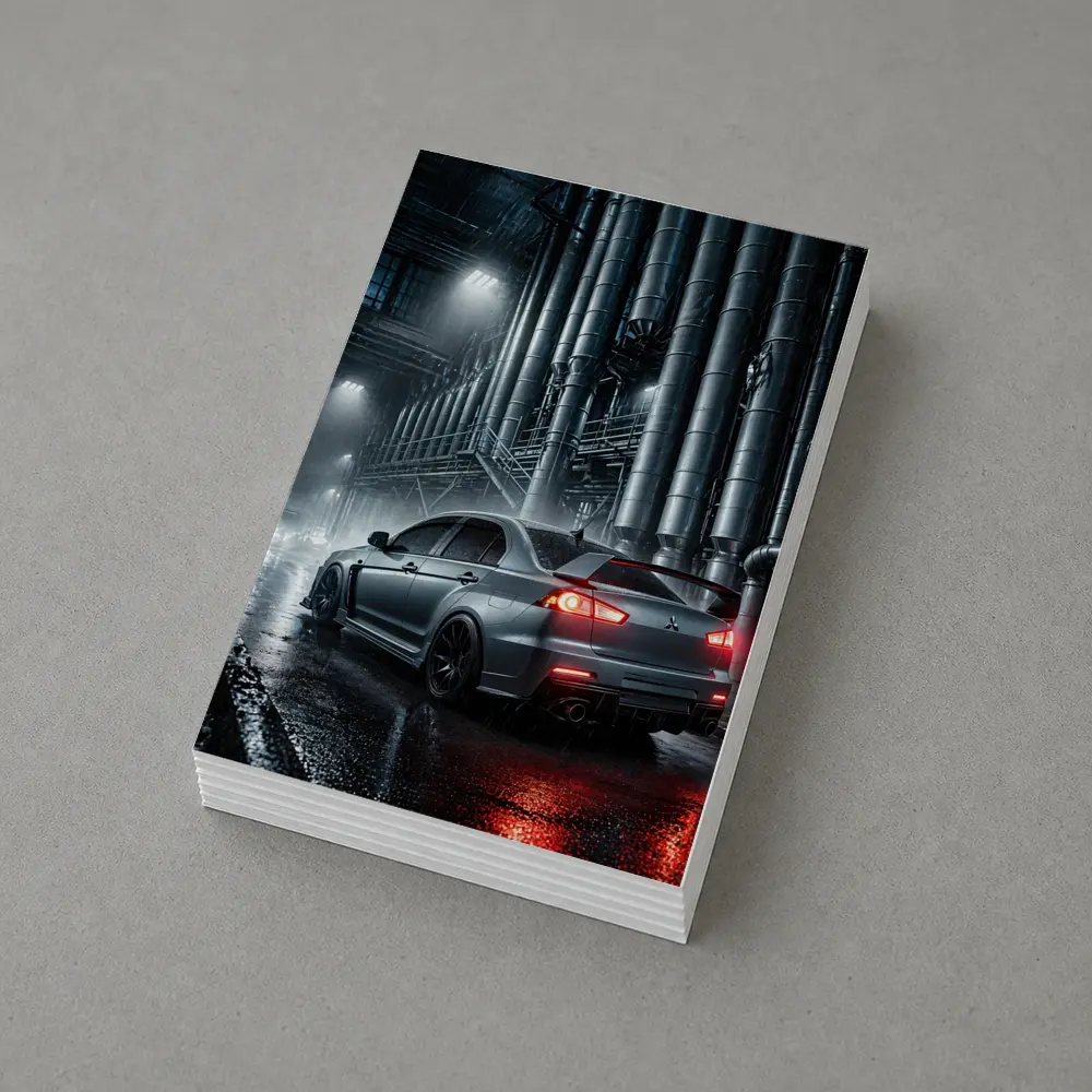 Mitsubishi Lancer Evolution Rainy Industrial Night – Postcards