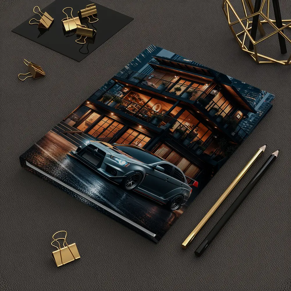 Mitsubishi Lancer Evolution Rainy City Night – Notebooks