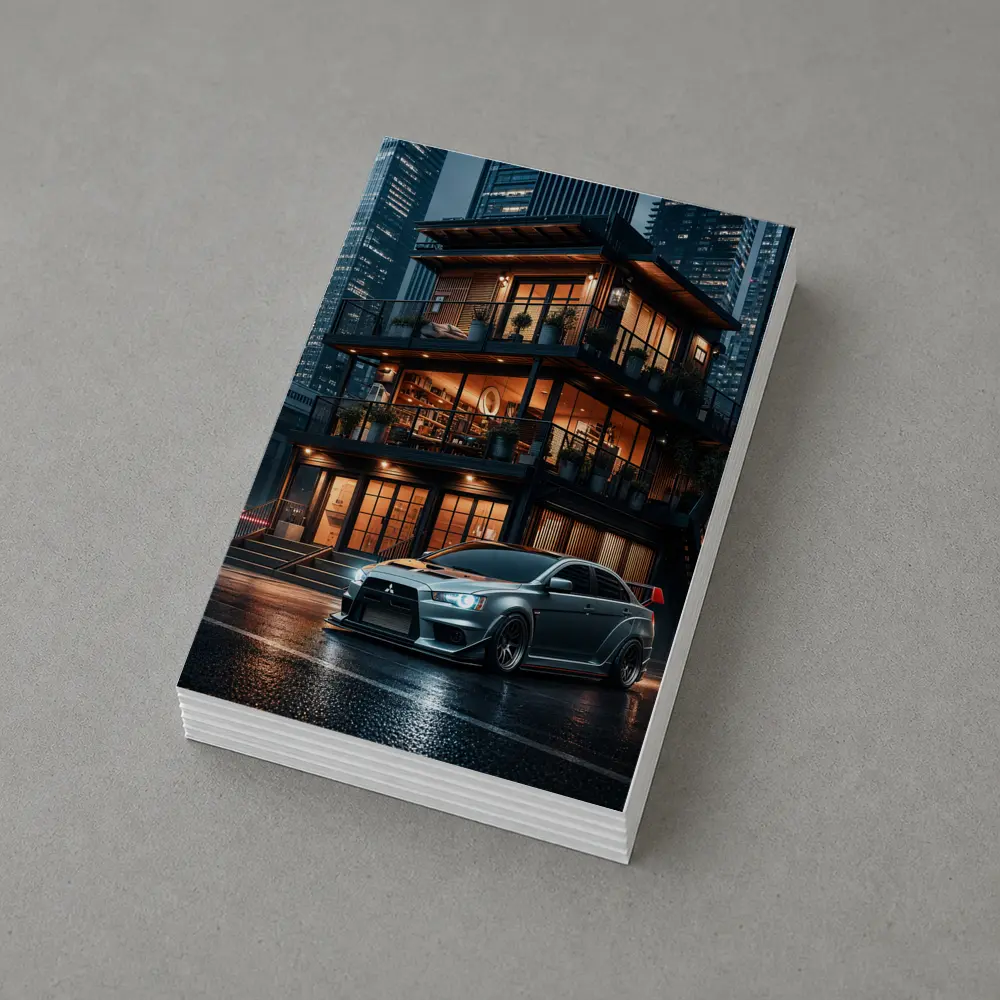 Mitsubishi Lancer Evolution Rainy City Night – Postcards