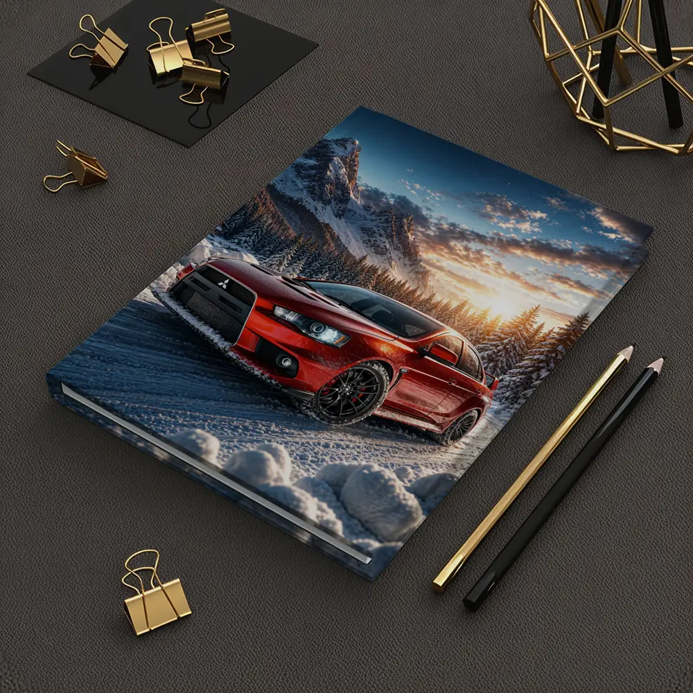 Mitsubishi Lancer Evolution Red Winter Mountain Drive – Notebooks
