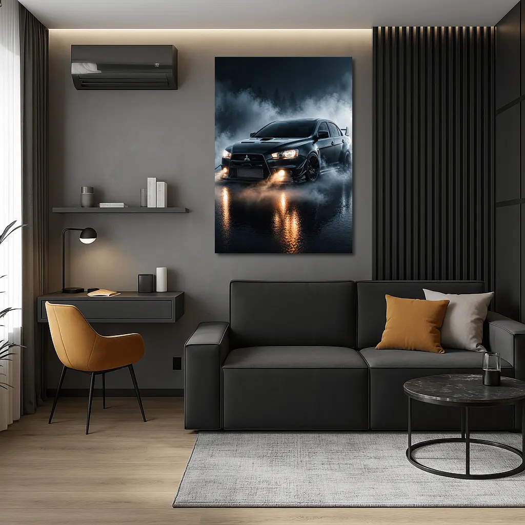 Mitsubishi Lancer Evolution Black Smoky Night – Wall Art