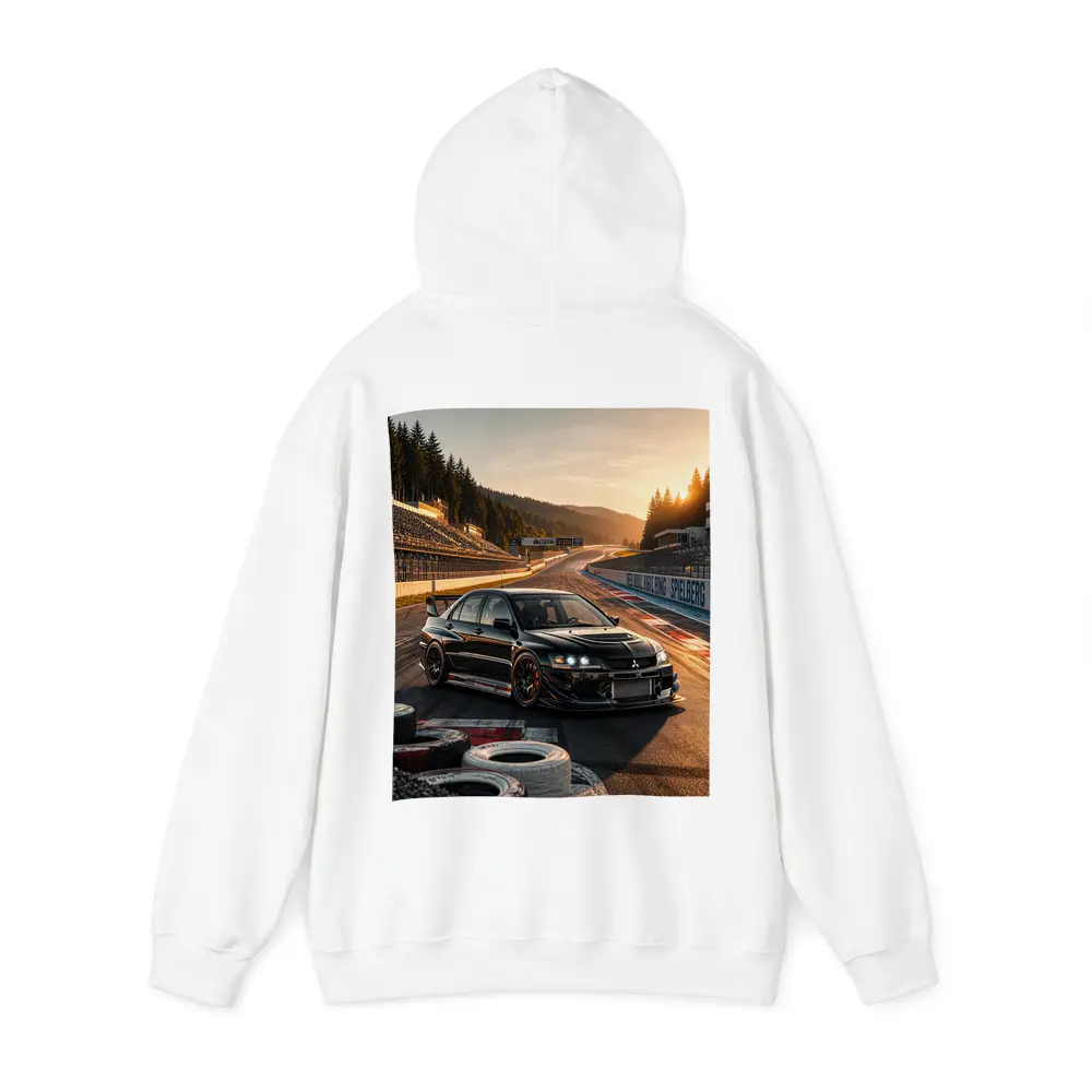Mitsubishi Lancer Evolution Black on Race Track – Hoodies