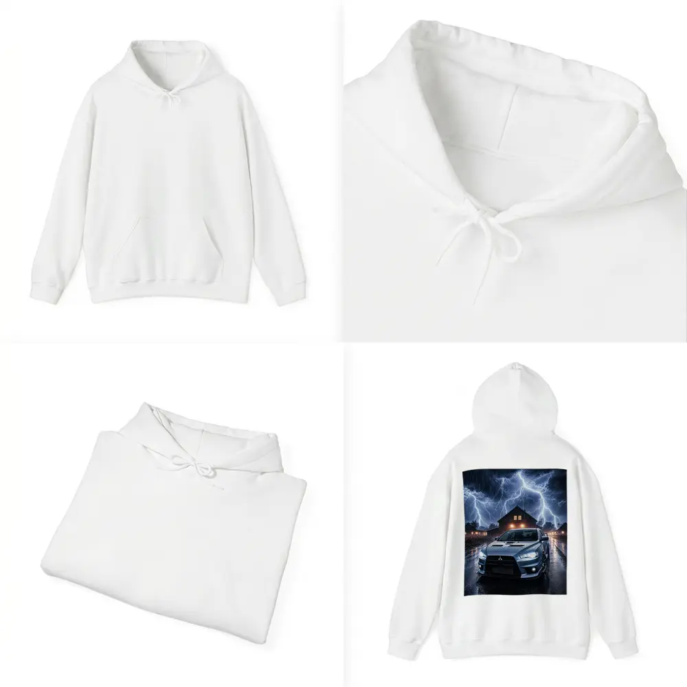 Mitsubishi Lancer Evolution Storm Night Scene – Hoodies