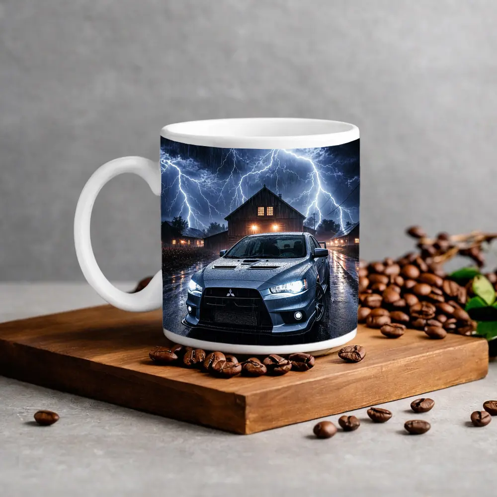 Mitsubishi Lancer Evolution Storm Night Scene – Mugs