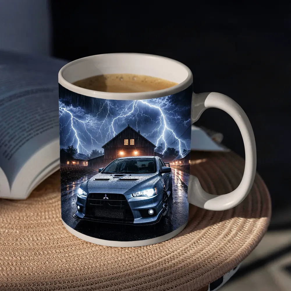 Mitsubishi Lancer Evolution Storm Night Scene – Mugs