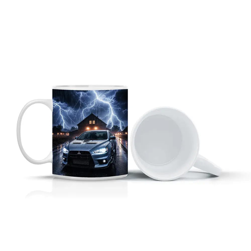 Mitsubishi Lancer Evolution Storm Night Scene – Mugs