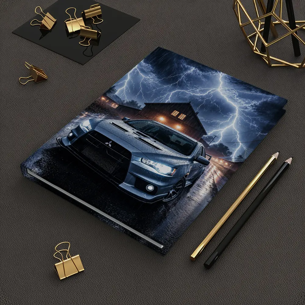 Mitsubishi Lancer Evolution Storm Night Scene – Notebooks