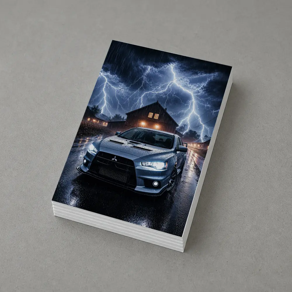 Mitsubishi Lancer Evolution Storm Night Scene – Postcards