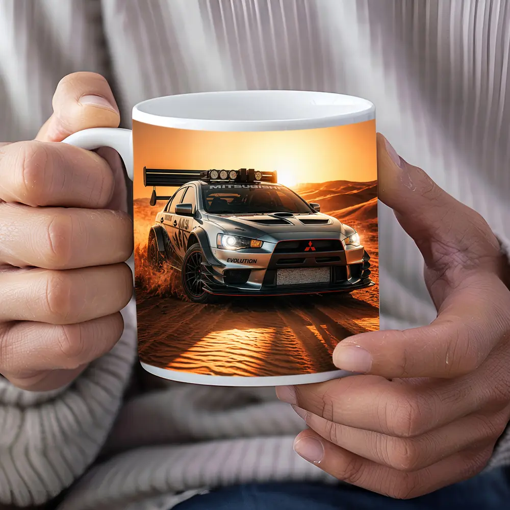 Mitsubishi Lancer Evolution Desert Rally Sunset – Mugs