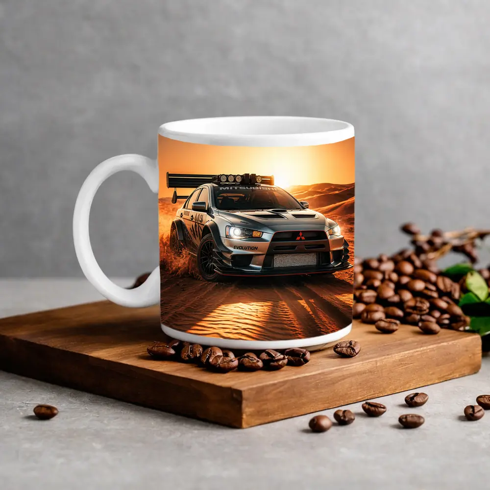 Mitsubishi Lancer Evolution Desert Rally Sunset – Mugs