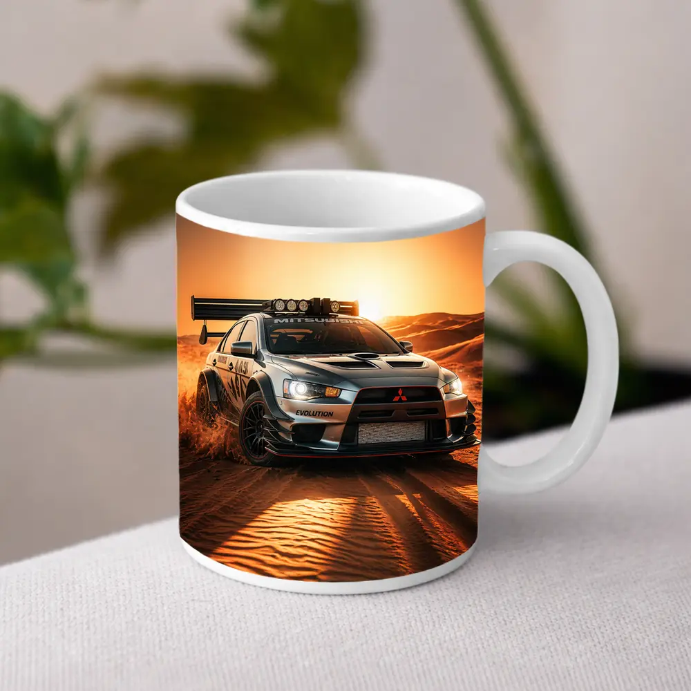Mitsubishi Lancer Evolution Desert Rally Sunset – Mugs