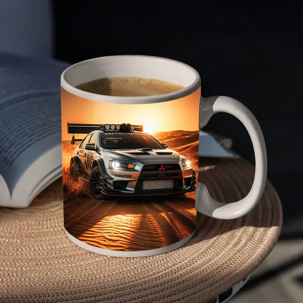 Mitsubishi Lancer Evolution Desert Rally Sunset – Mugs
