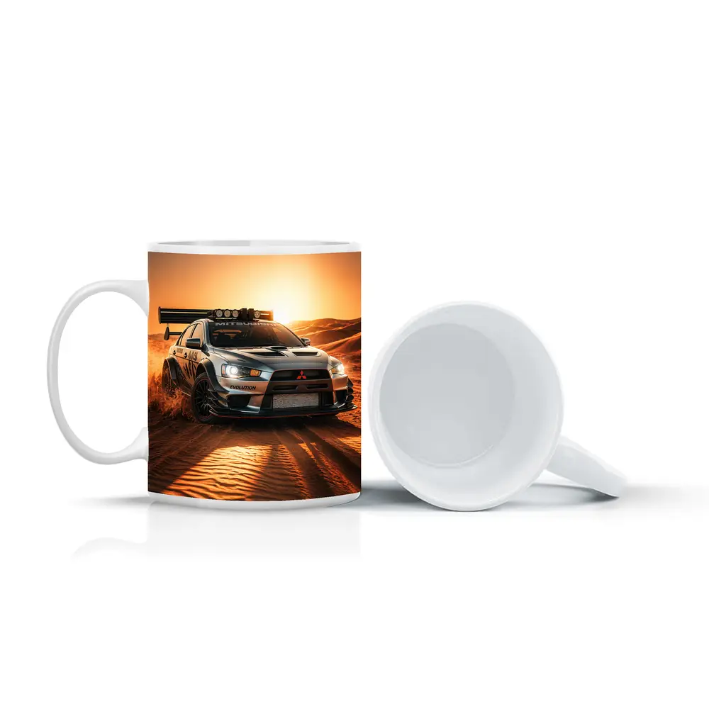 Mitsubishi Lancer Evolution Desert Rally Sunset – Mugs