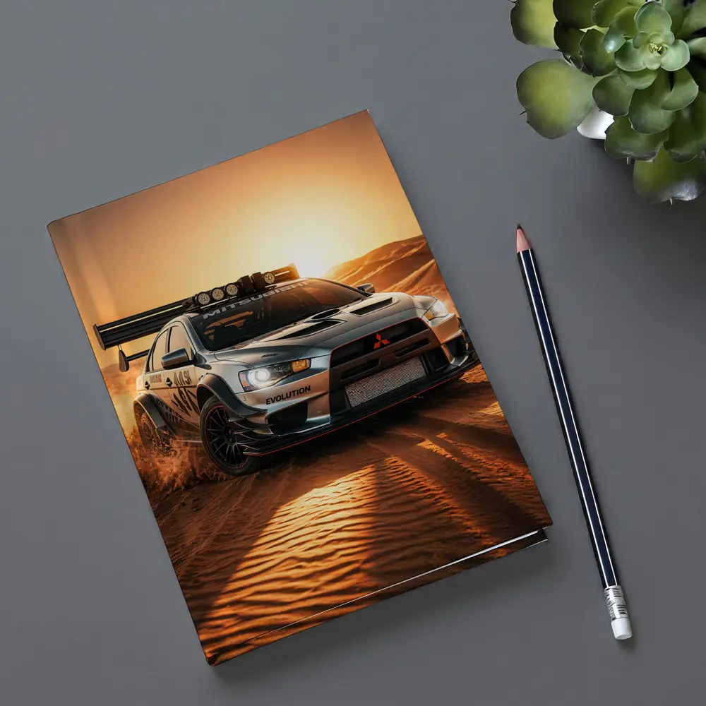 Mitsubishi Lancer Evolution Desert Rally Sunset – Notebooks