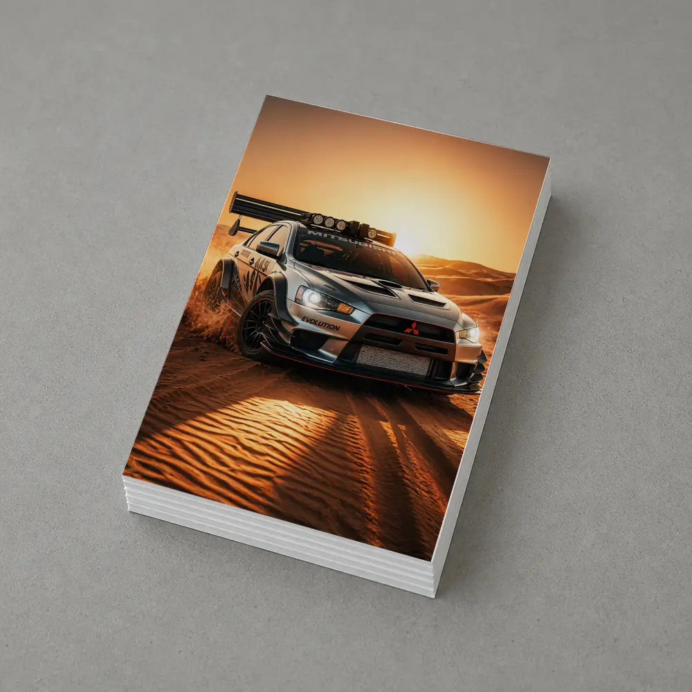 Mitsubishi Lancer Evolution Desert Rally Sunset – Postcards