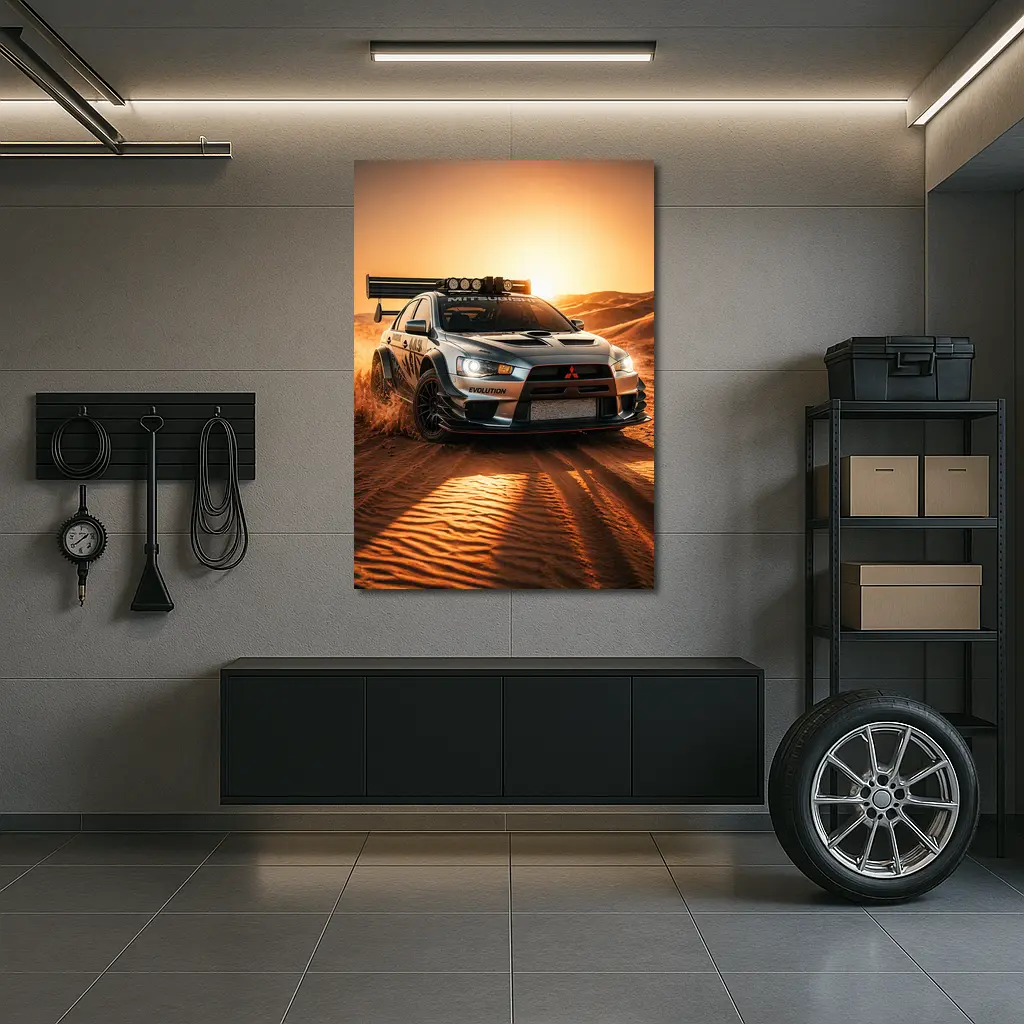 Mitsubishi Lancer Evolution Desert Rally Sunset – Wall Art