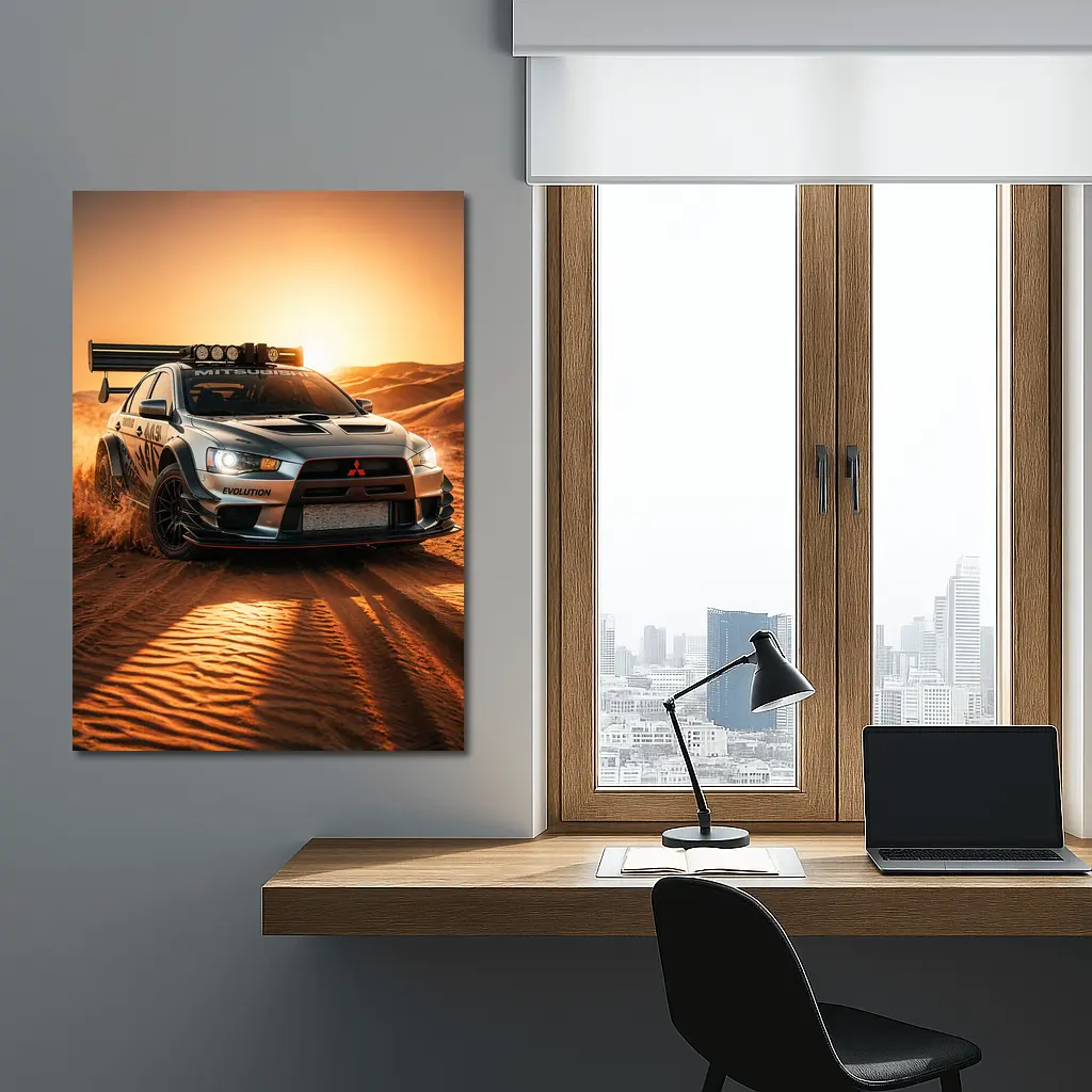 Mitsubishi Lancer Evolution Desert Rally Sunset – Wall Art