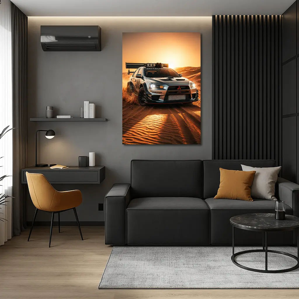Mitsubishi Lancer Evolution Desert Rally Sunset – Wall Art