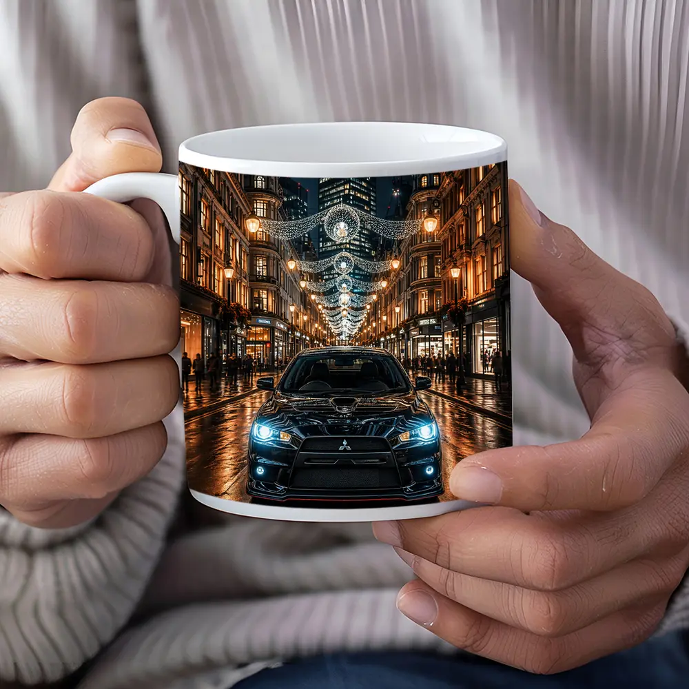 Mitsubishi Lancer Evolution Night London Street – Mugs