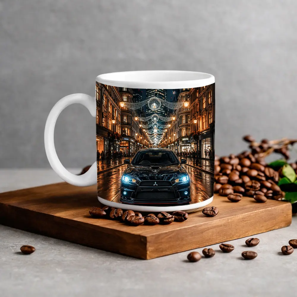 Mitsubishi Lancer Evolution Night London Street – Mugs