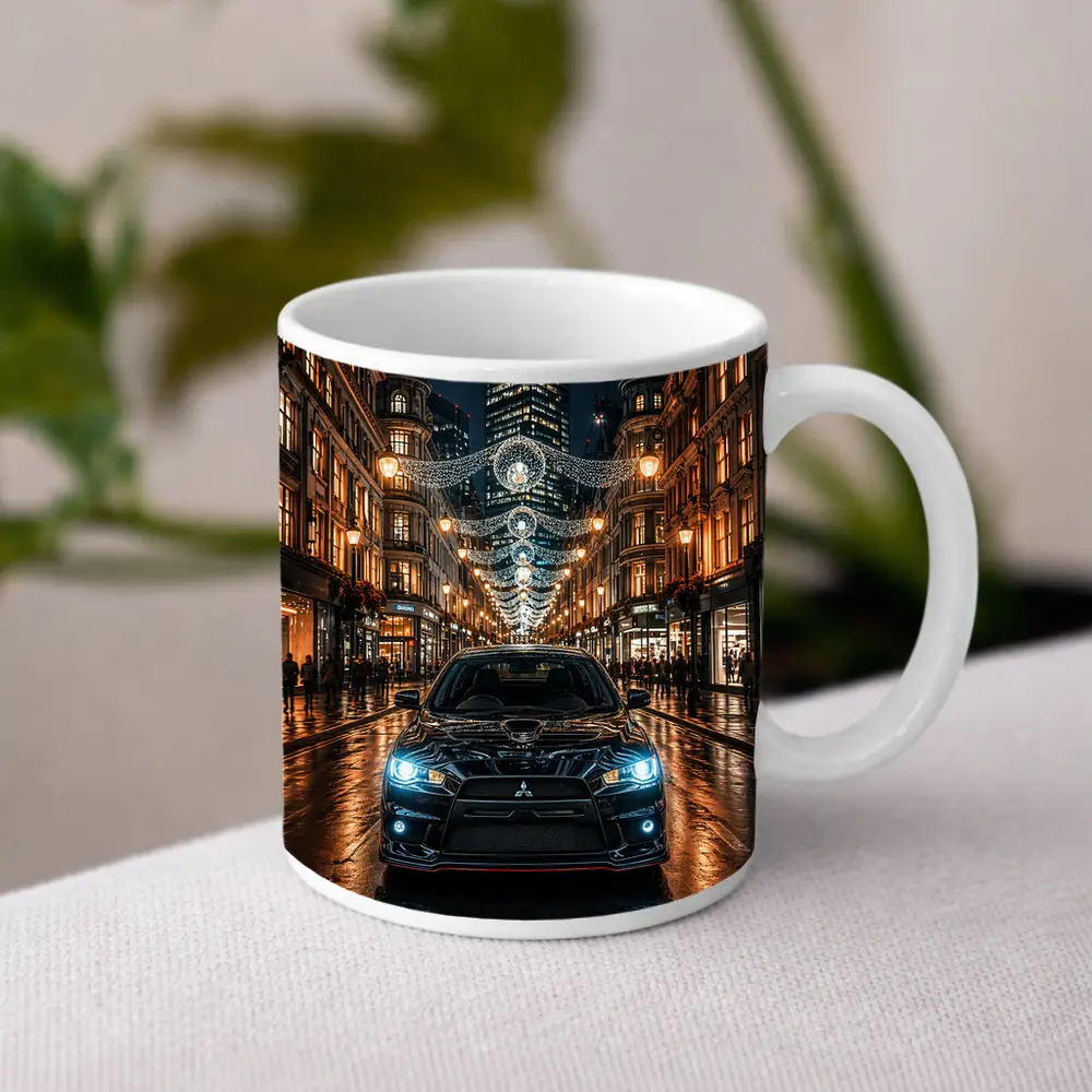 Mitsubishi Lancer Evolution Night London Street – Mugs