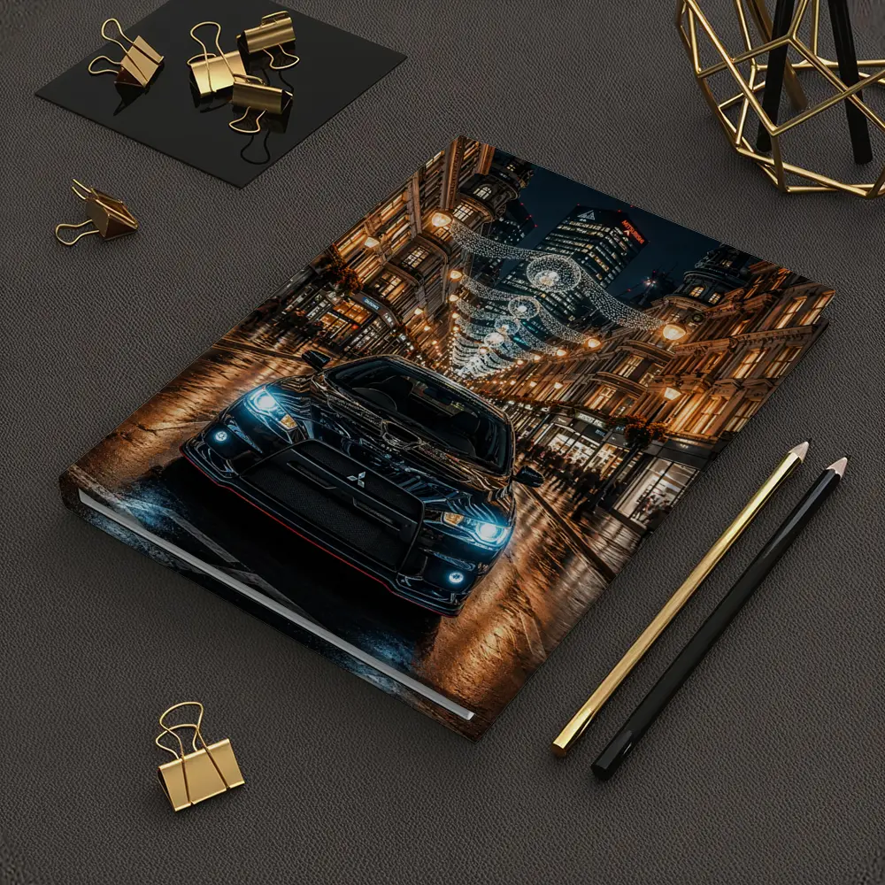 Mitsubishi Lancer Evolution Night London Street – Notebooks