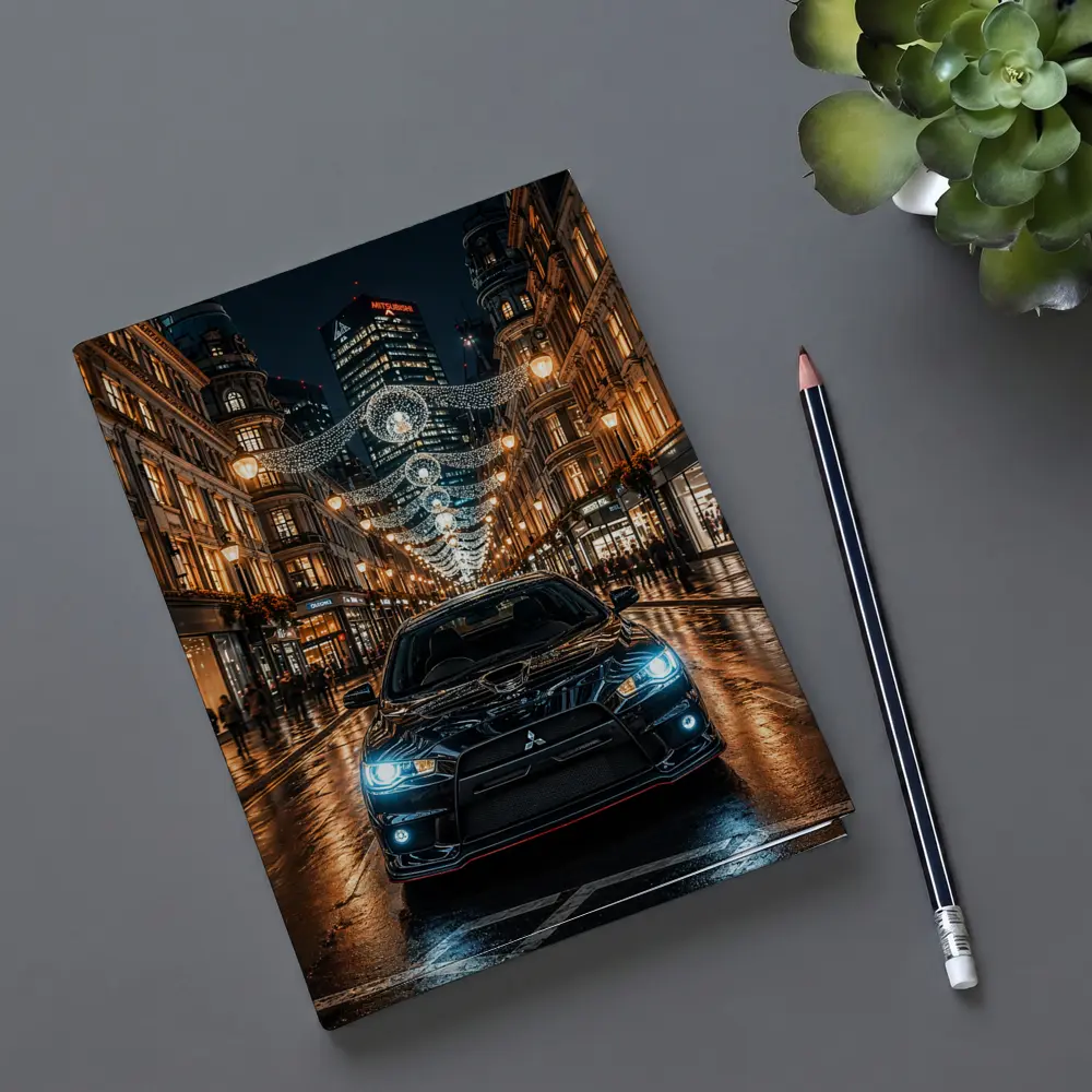 Mitsubishi Lancer Evolution Night London Street – Notebooks