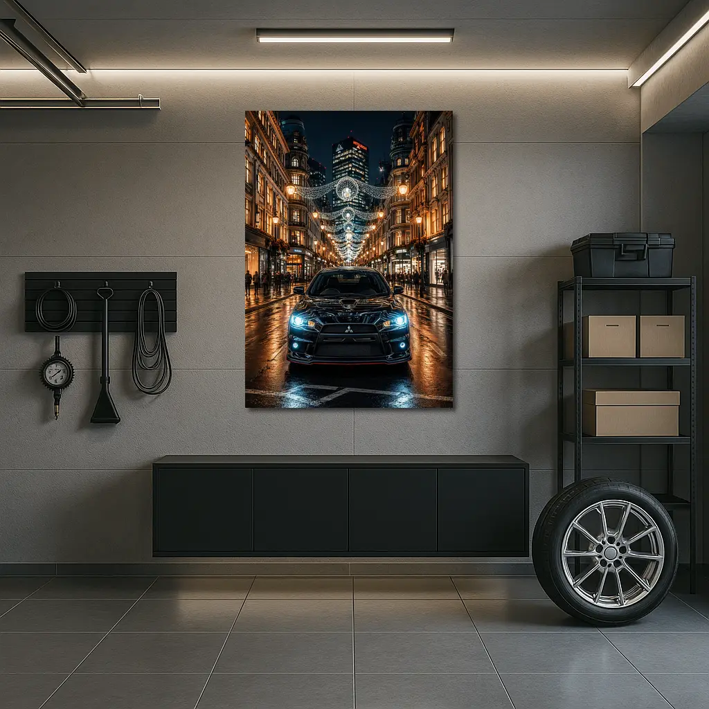 Mitsubishi Lancer Evolution Night London Street – Wall Art