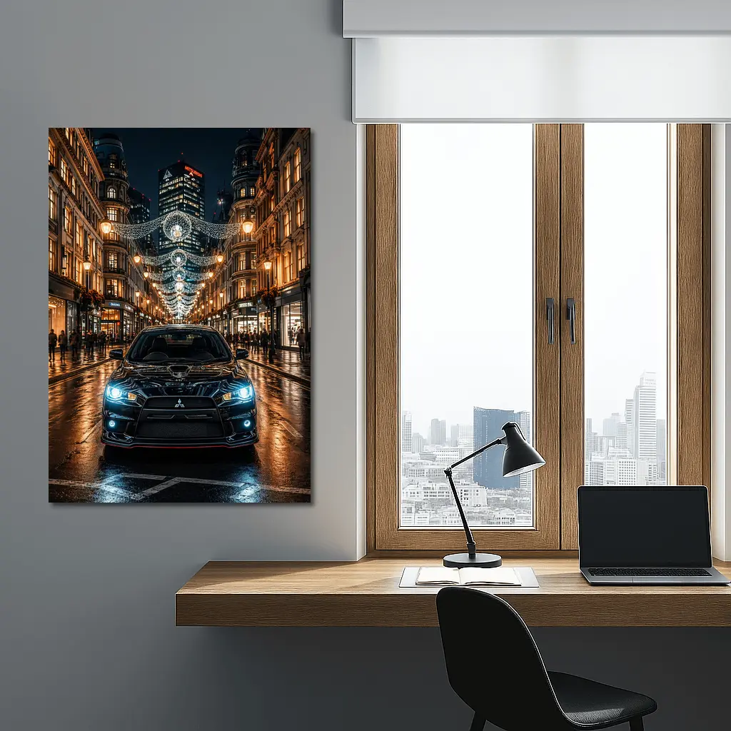 Mitsubishi Lancer Evolution Night London Street – Wall Art