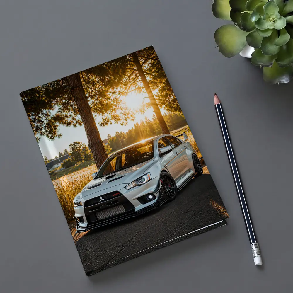 Mitsubishi Lancer Evolution Parked Sunny Forest – Notebooks
