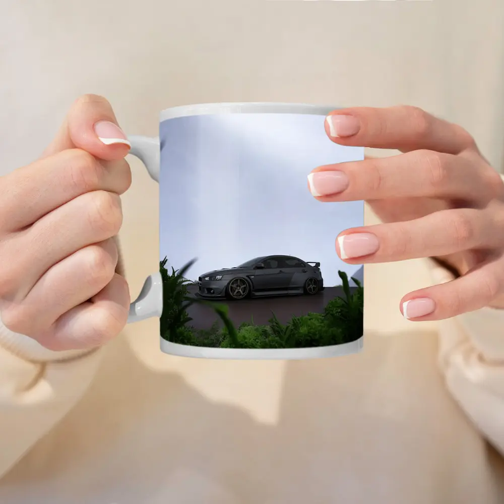 Mitsubishi Lancer Evolution Matte Gray Overcast Setting – Mugs