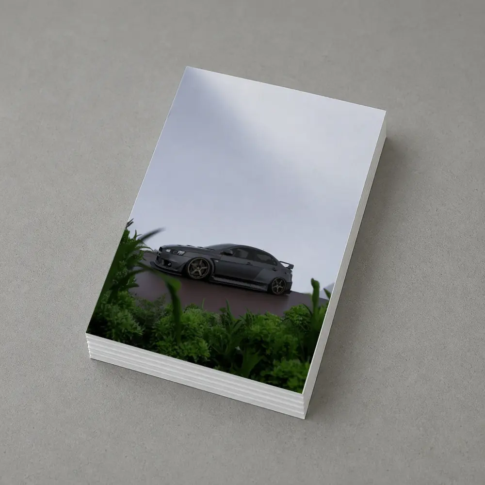 Mitsubishi Lancer Evolution Matte Gray Overcast Setting – Postcards