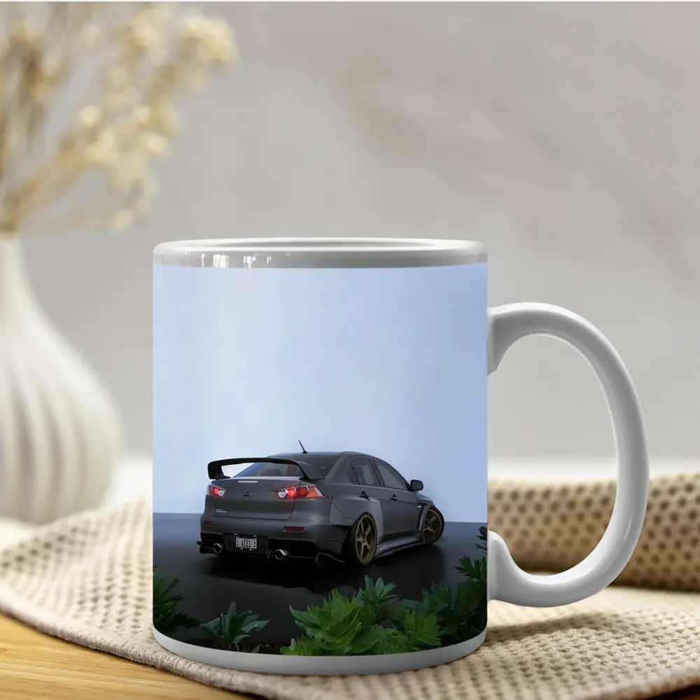 Mitsubishi Lancer Evolution Gray Wet Parking – Mugs