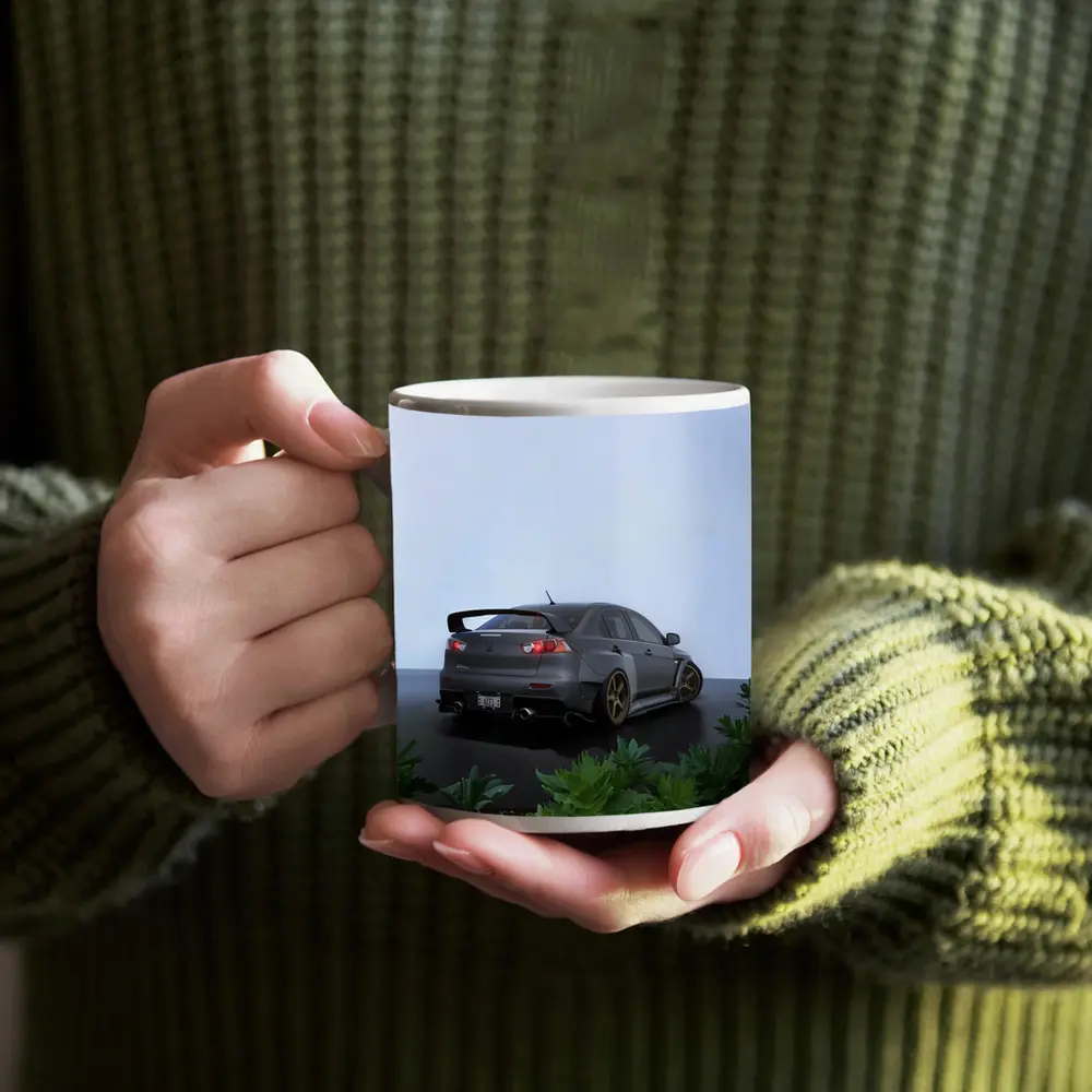 Mitsubishi Lancer Evolution Gray Wet Parking – Mugs