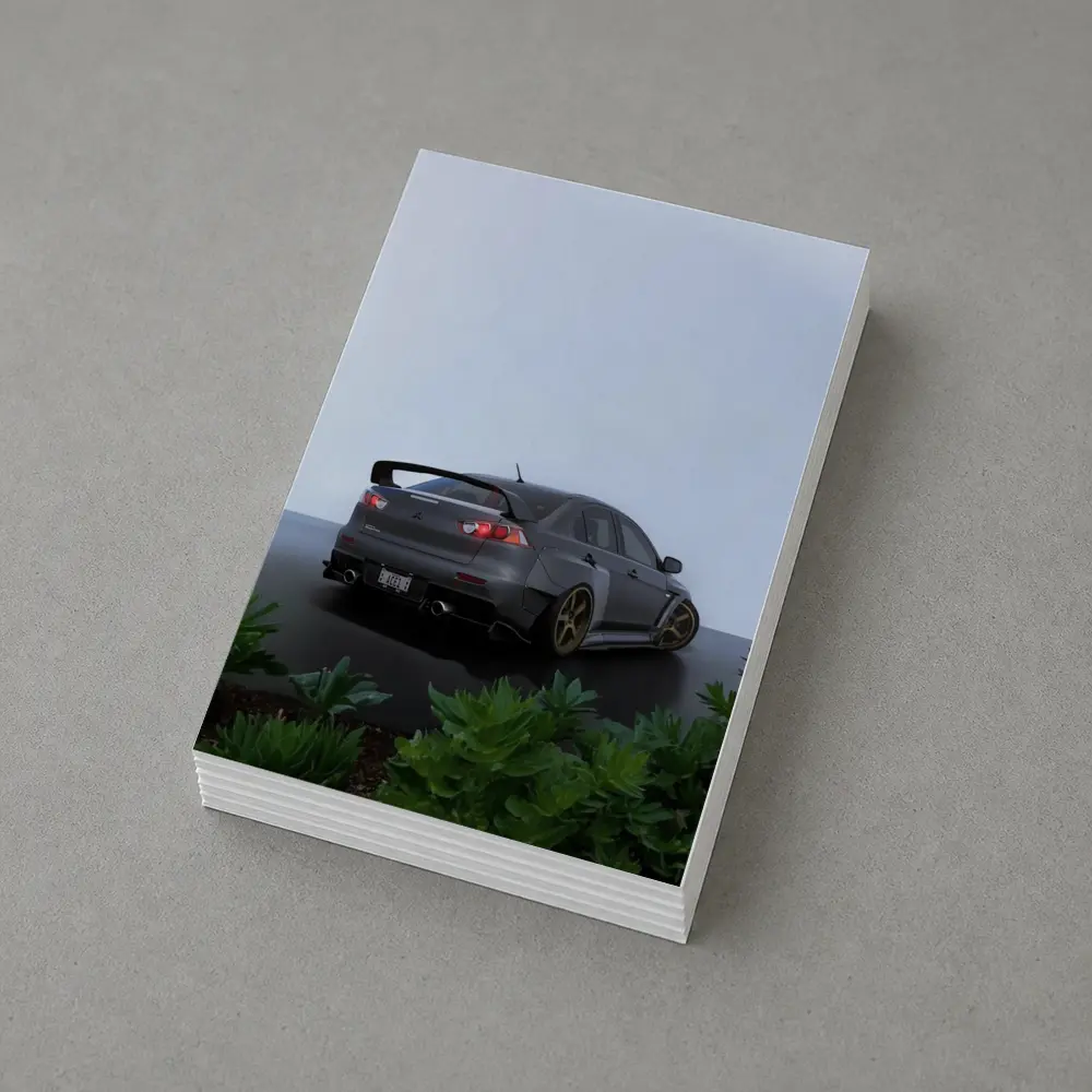 Mitsubishi Lancer Evolution Gray Wet Parking – Postcards