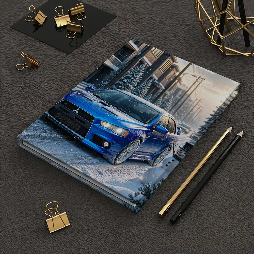 Mitsubishi Lancer Evo Blue Winter Snow Street – Notebooks