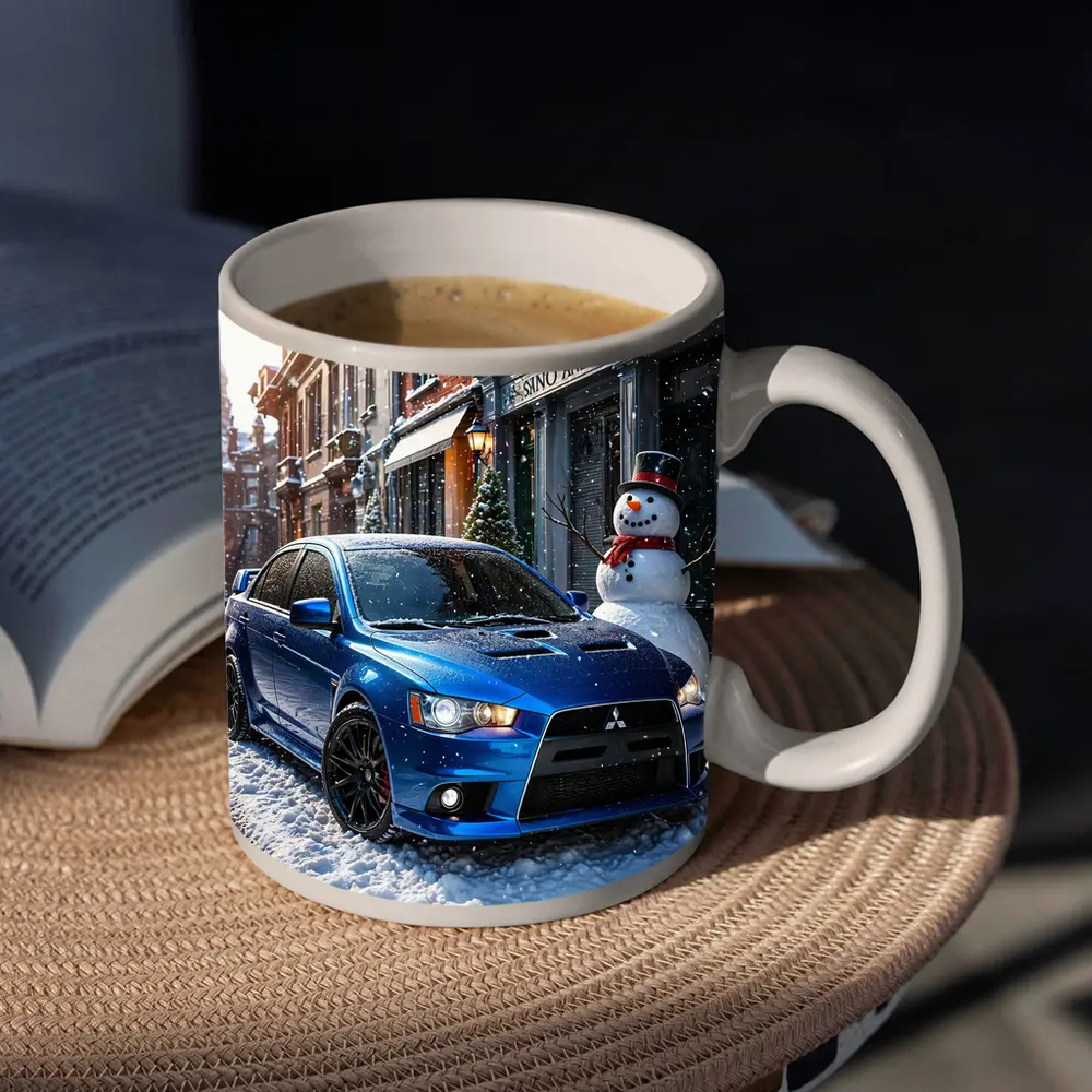 Mitsubishi Lancer Evolution Blue Winter Street – Mugs