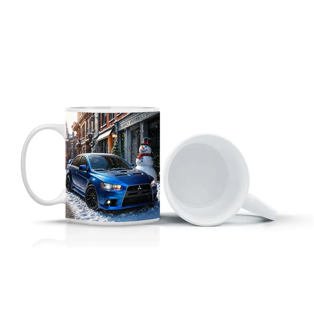 Mitsubishi Lancer Evolution Blue Winter Street – Mugs