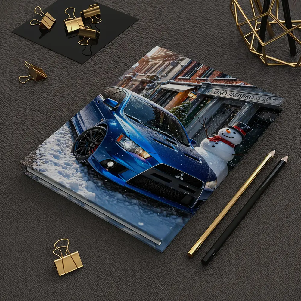 Mitsubishi Lancer Evolution Blue Winter Street – Notebooks