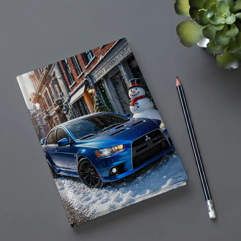 Mitsubishi Lancer Evolution Blue Winter Street – Notebooks