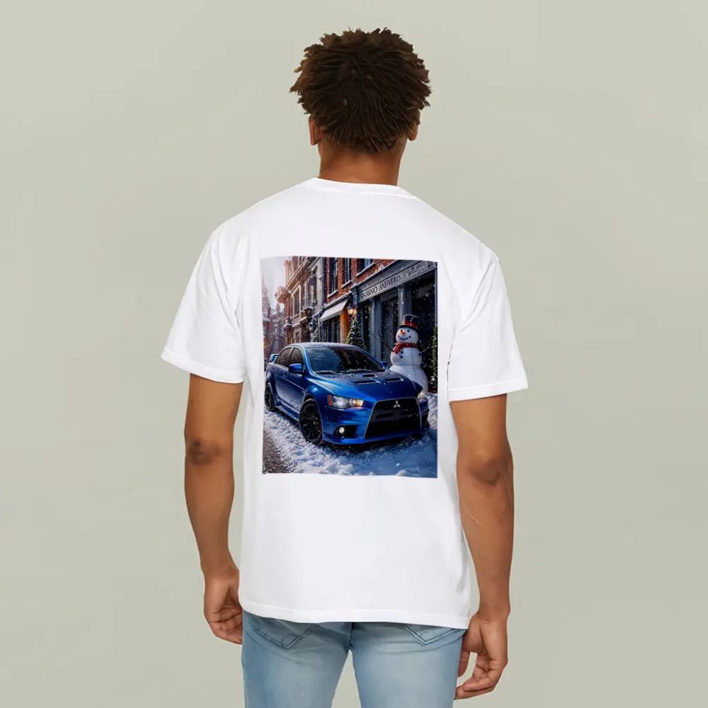 Mitsubishi Lancer Evolution Blue Winter Street – T-Shirts