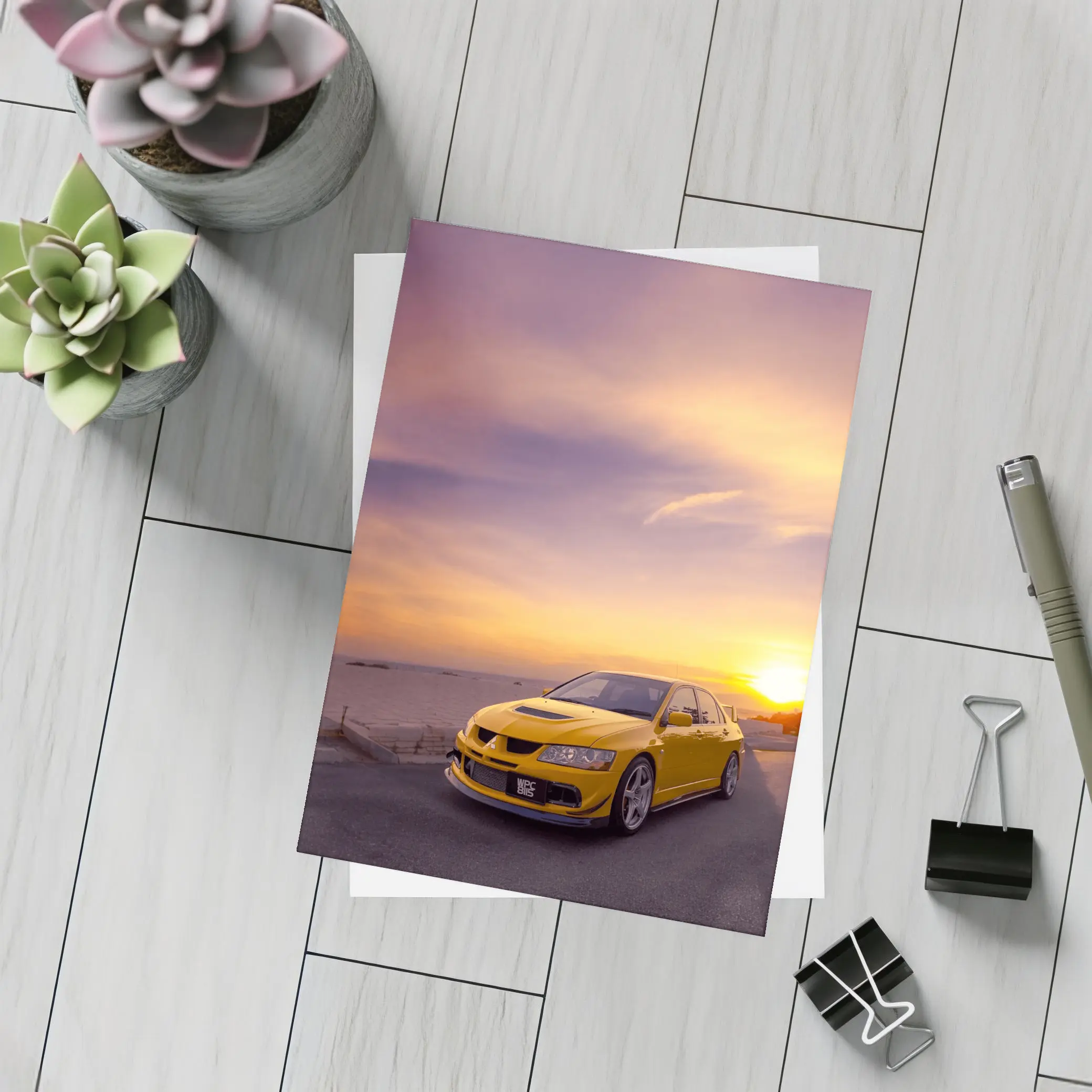 Mitsubishi Lancer Evolution Sunset Sky – Postcards