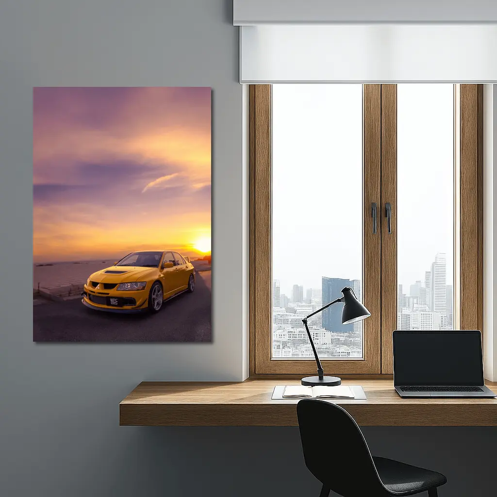 Mitsubishi Lancer Evolution Sunset Sky – Wall Art